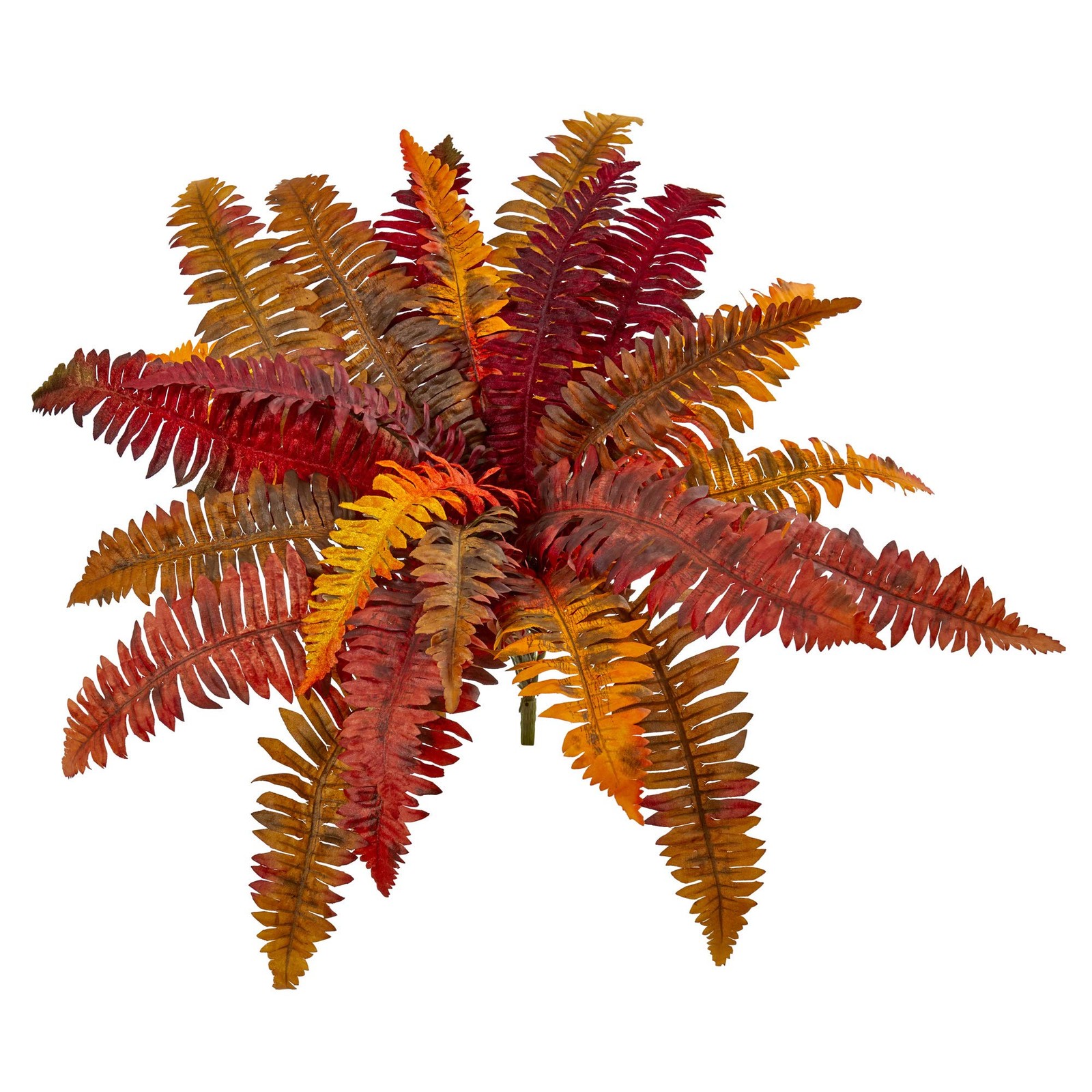 Nearly Natural 20″ Autumn Fern Faux Silk Plants, Set of 3, Vibrant Orange