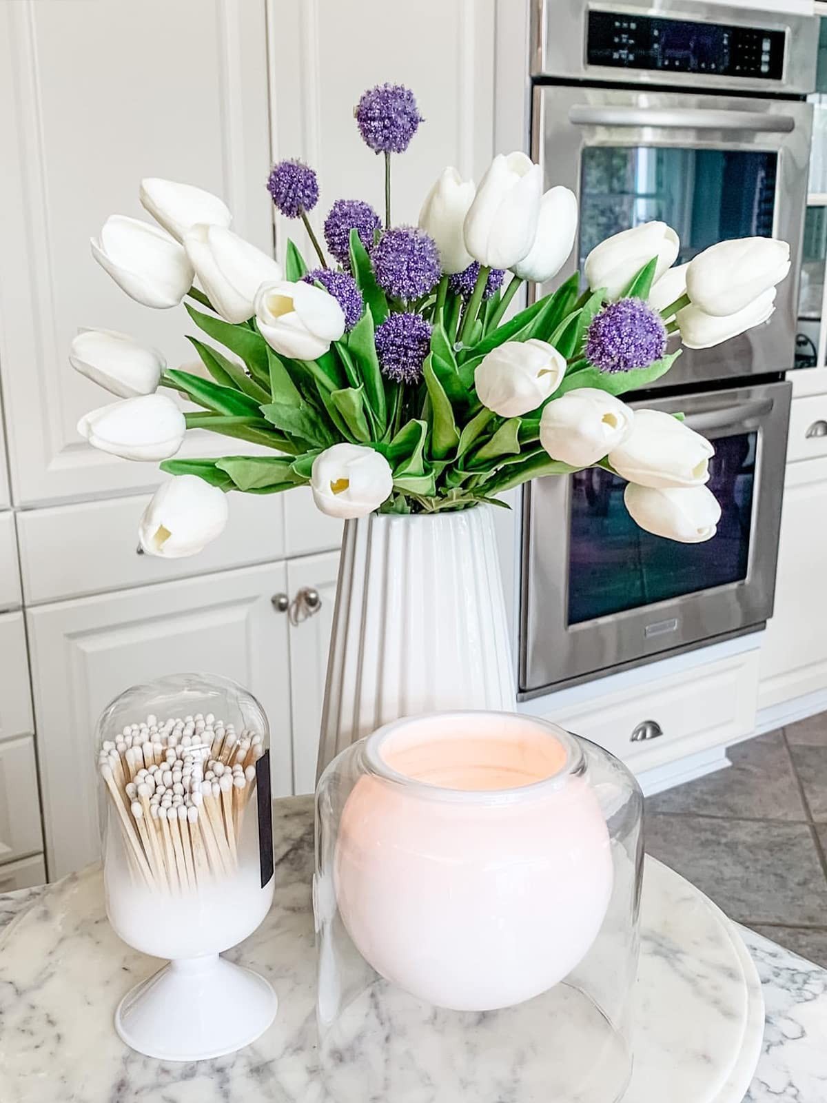 Artificial Tulips White Silk Flowers 18pcs Spring Home Decor Real Touch