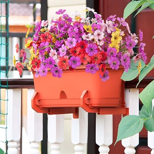 Artificial Fake Flowers 16 Pcs Multicolor（red, White, Pink, Purple, Yellow）