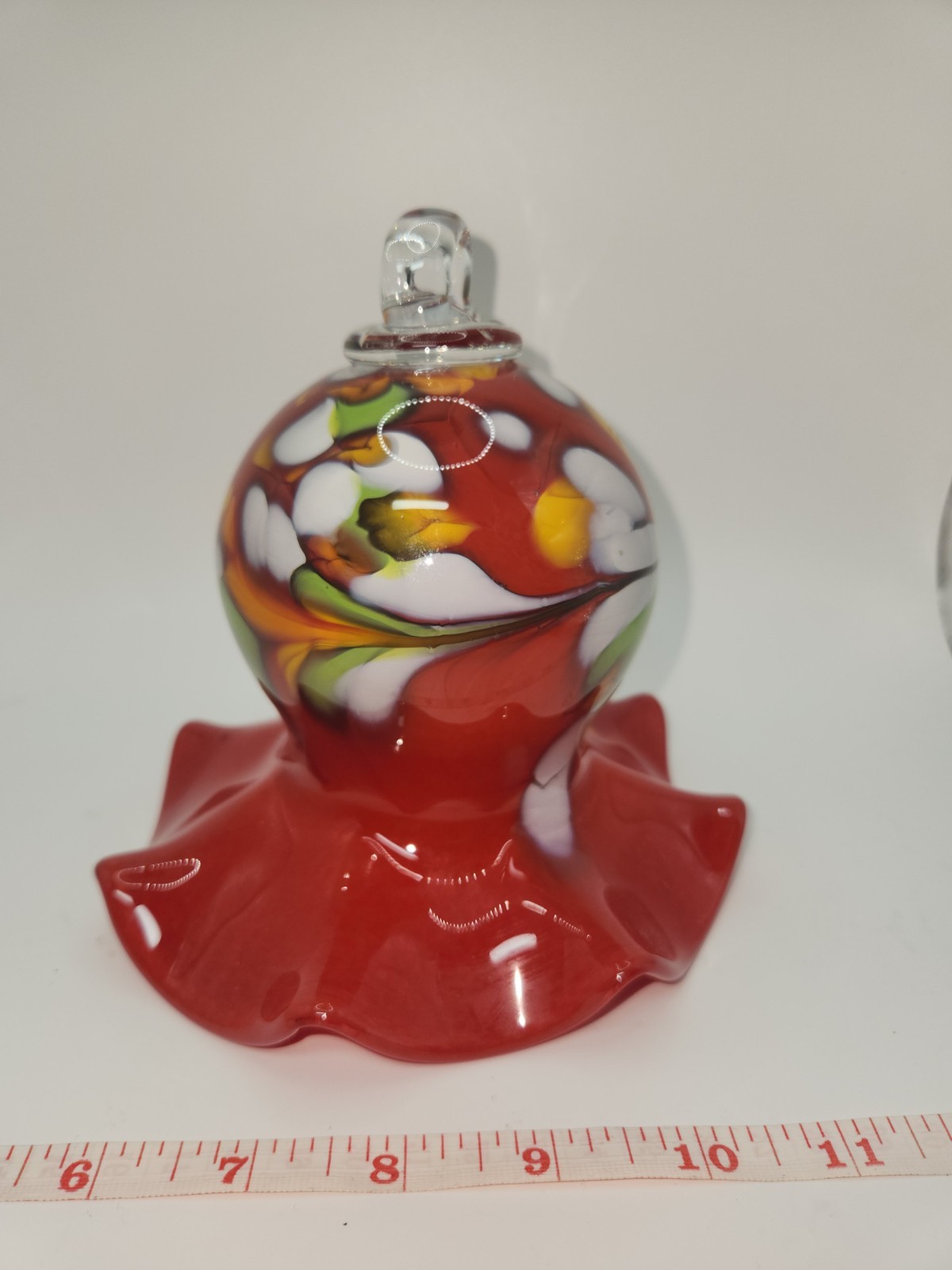 Garden Flower Trumpet Flower Hanging Garden Glass Hand Blown Colorful 7 inches