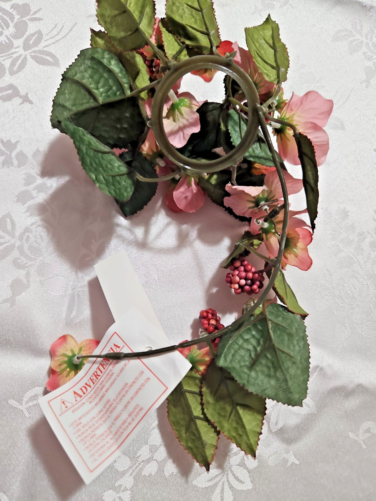 Home Interiors Pink Hydrangea/Pink Berry Mini Candle Rings /Pair/New with Tags