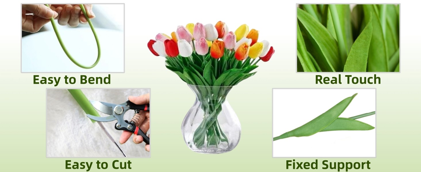 Artificial PU Tulips 10Pcs Real Touch Fake Flower Arrangement Bouquets for Home