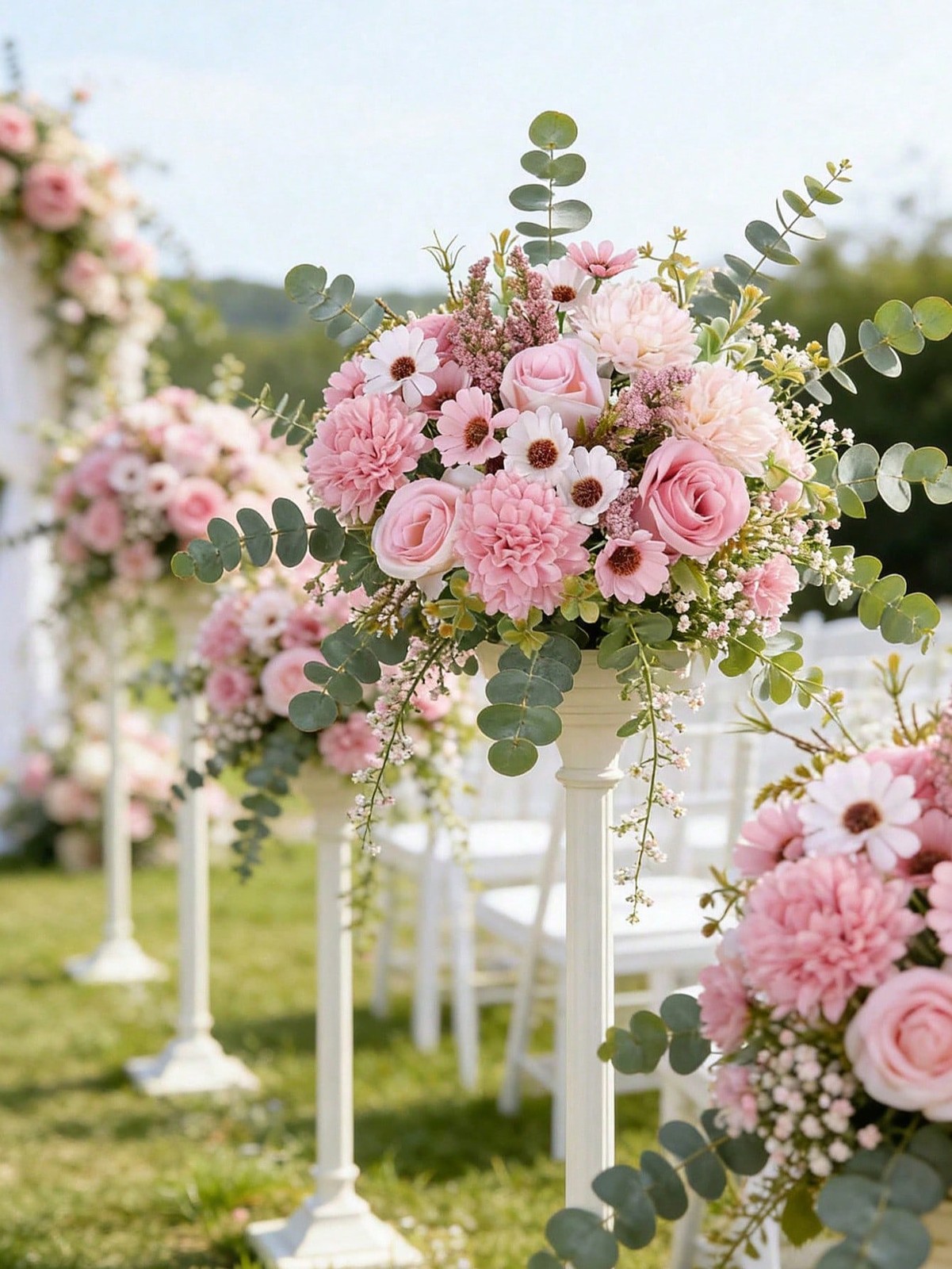 Pink Artificial Silk Flower Bouquet One Size For Home Wedding Decor