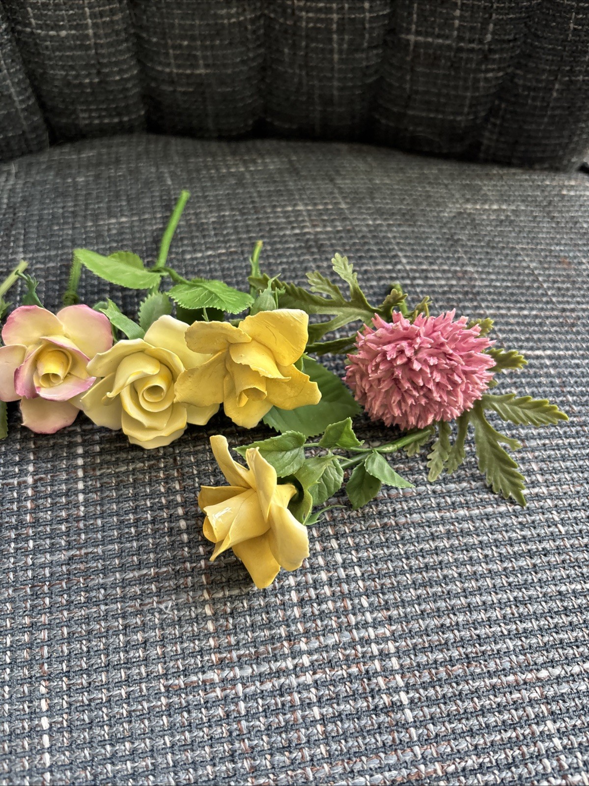 VTG Fine Bone China Flowers Crysanthemum & Yellow Rose Mixed Handmade Realistic