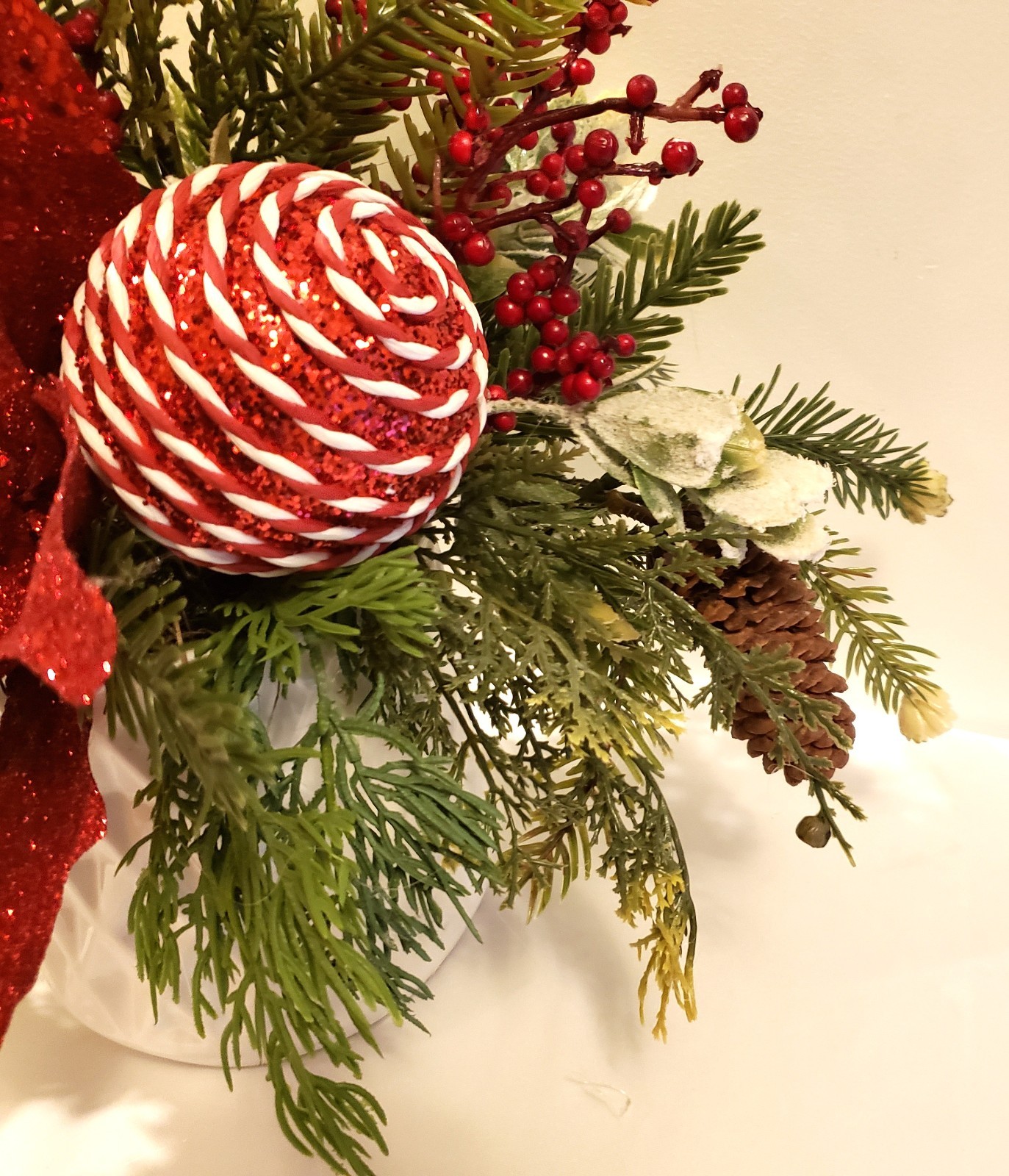 Red Poinsettia Christmas Floral arrangement, Holiday Floral Arrangement, Winter