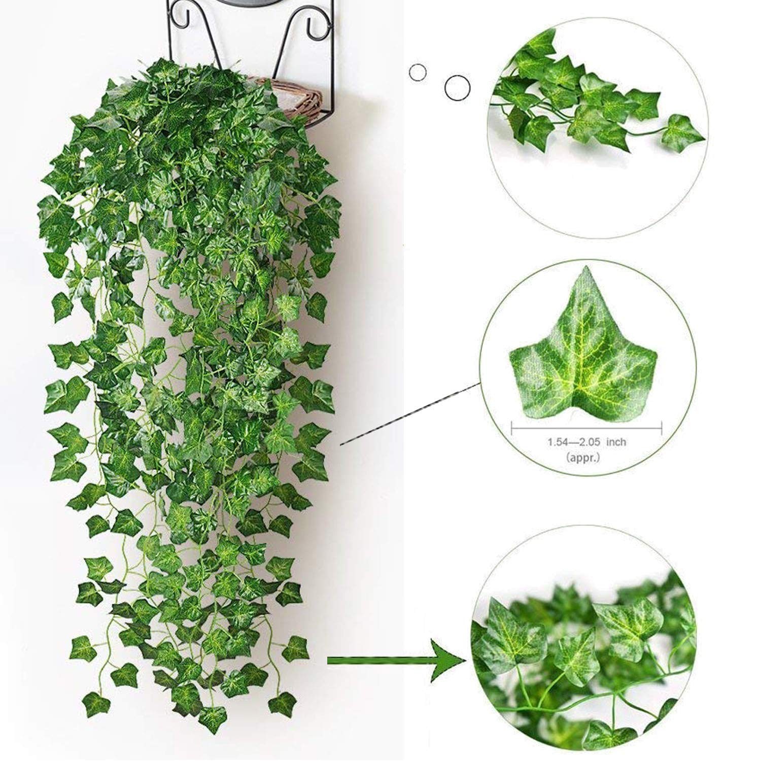 12 Strands 84ft Fake Ivy Vines Silk Garland Artificial Greenery Home Decor NEW