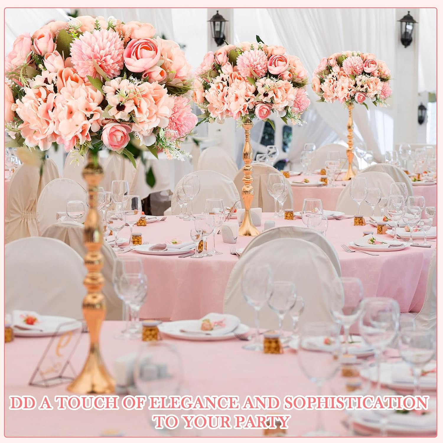 Pink Peonies & Roses Silk Flower Bouquet for Wedding & Home Decor (24 Bundles)