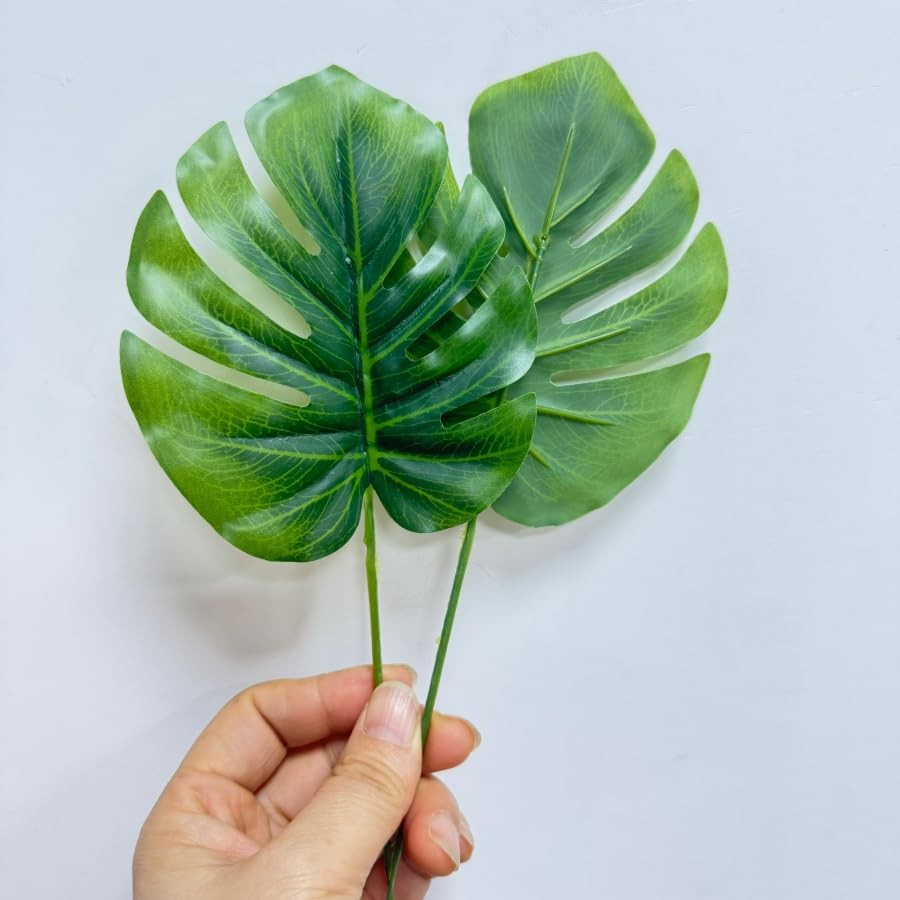 24 Pieces Mini Artificial Palm Leaves,11″ Artificial Leaves for Decoration,Ce…