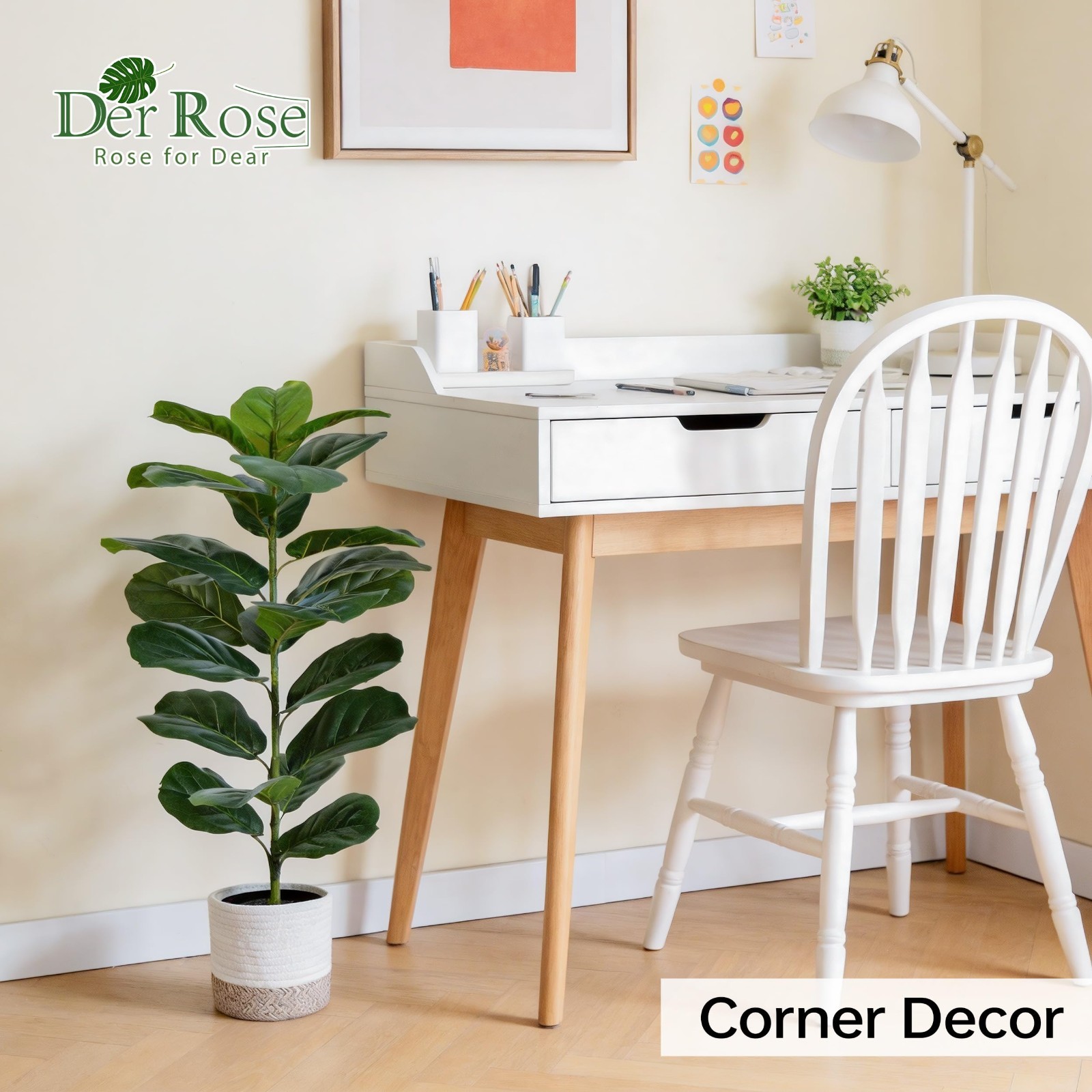 30″ Artificial Fiddle Leaf Fig Tree – 2 Pack, Realistic Indoor/Outdoor Fake Plan