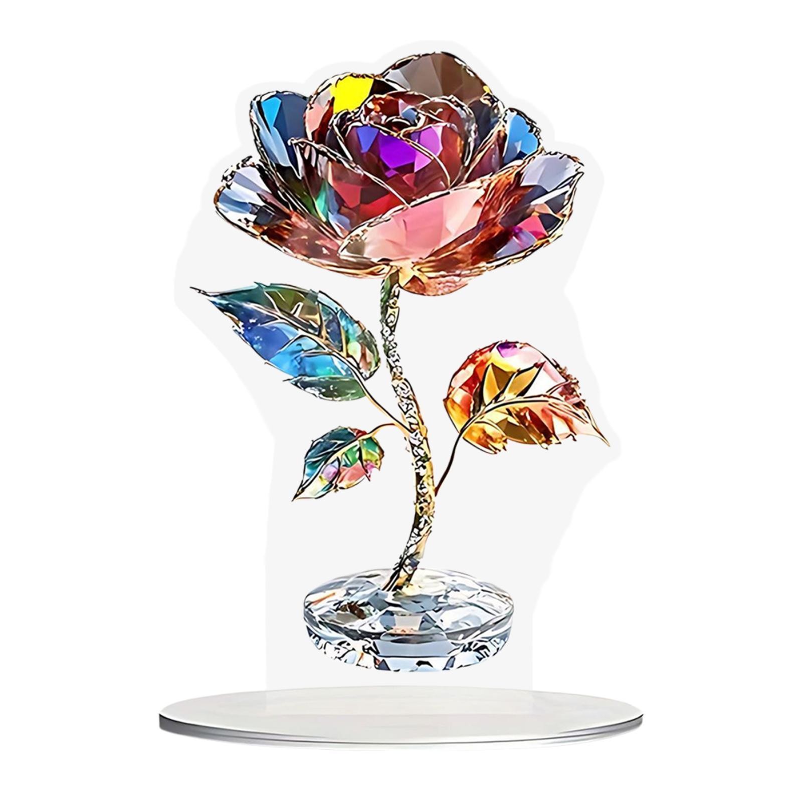2D Acrylic Rose Decoration Desktop Ornament Home Decoration Artwork Craft