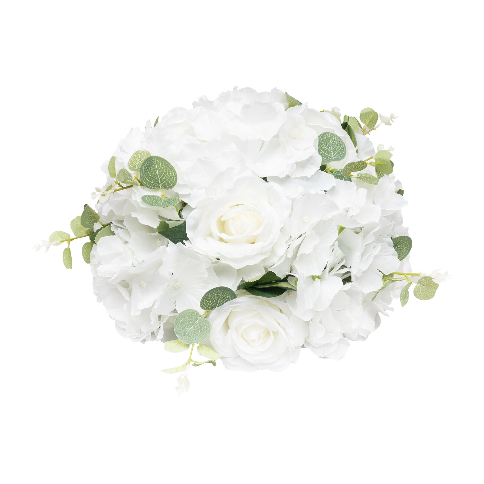6 Pcs Artificial Silk Flower Balls White & Green for Indoor/Outdoor Party Decor