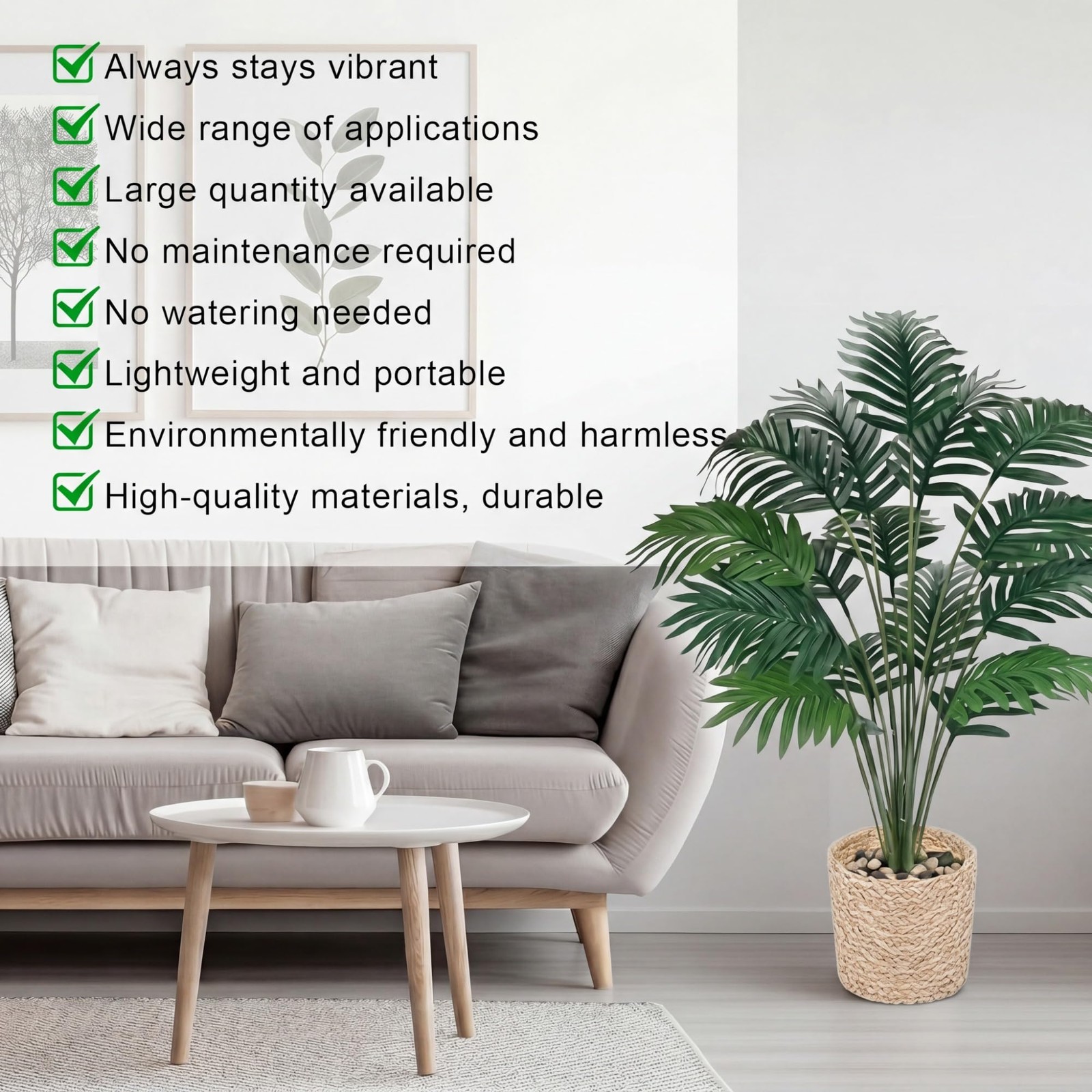 16 Pcs 2.5 ft Artificial Areca Palm Plant Fake Palm Tree with 8 Faux Tree in …