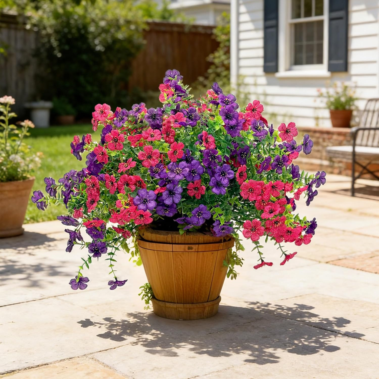 24 Bundles Artificial Flowers Bulk for Outdoor Decor, UV Resistant Fake Plastic
