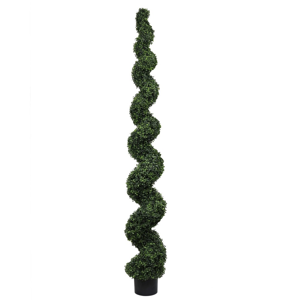 7FT Spiral Topiary Trees Artificial Outdoor Faux Plants Twisted Green Potted