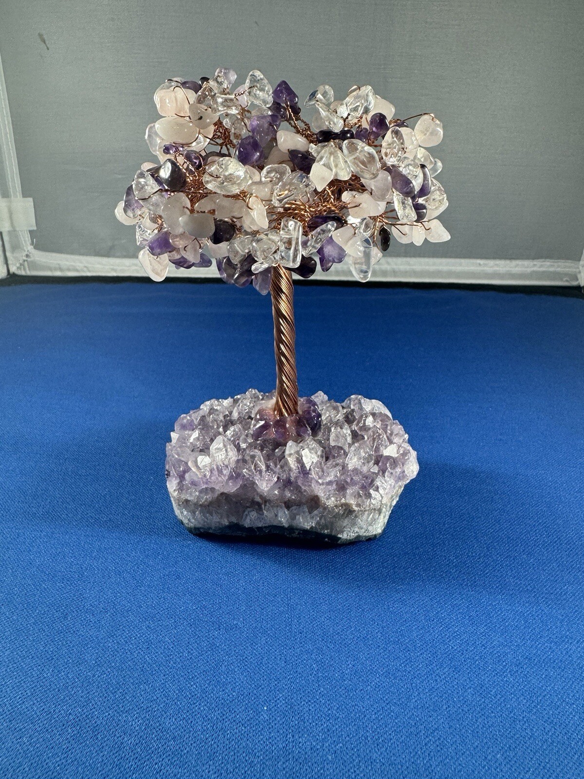 Unique Natural Amethyst Healing Crystal Money Tree on Amethyst Cluster Geode