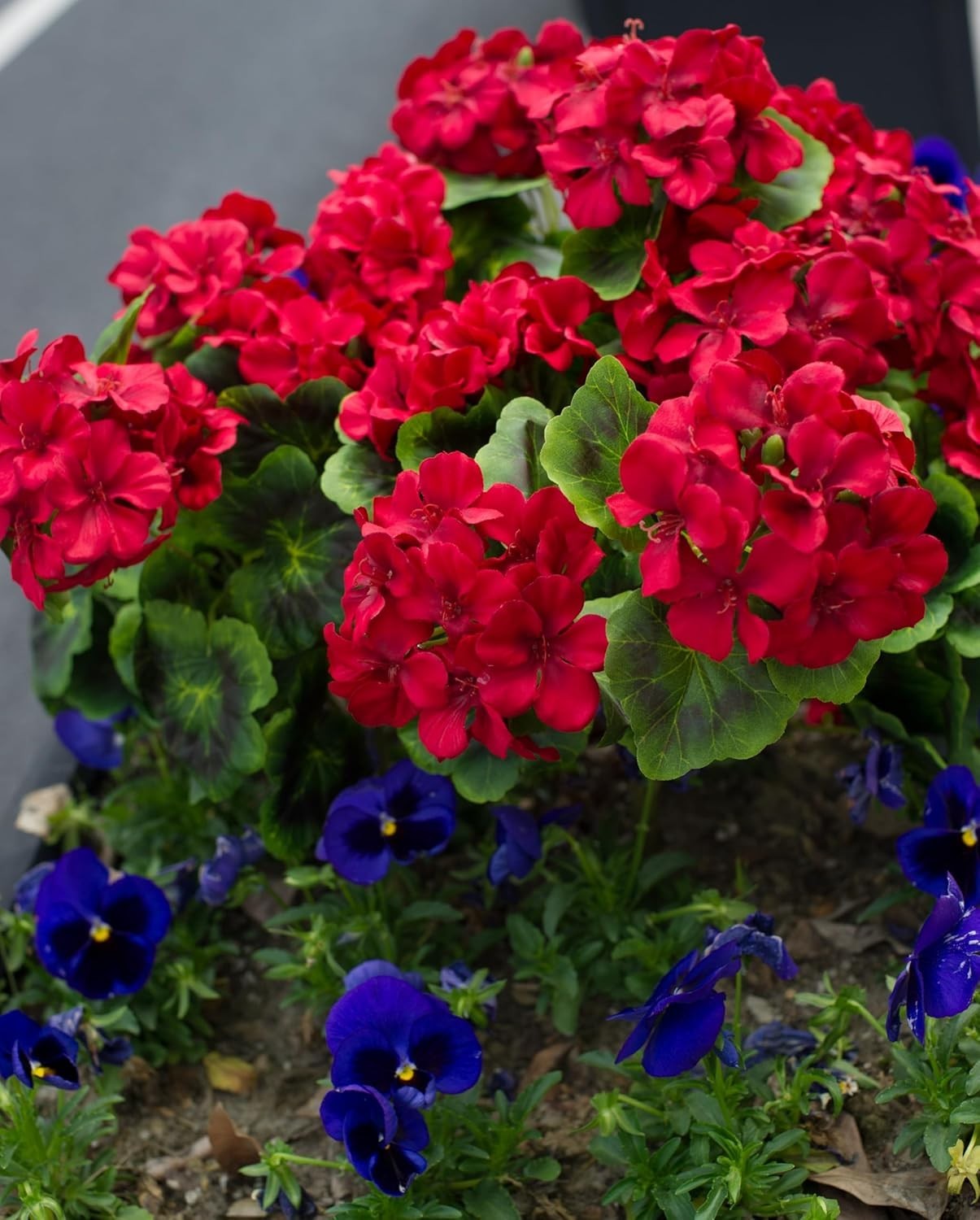 Artificial Geraniums 19” Silk Flowers Hanging Basket Home Decor Red