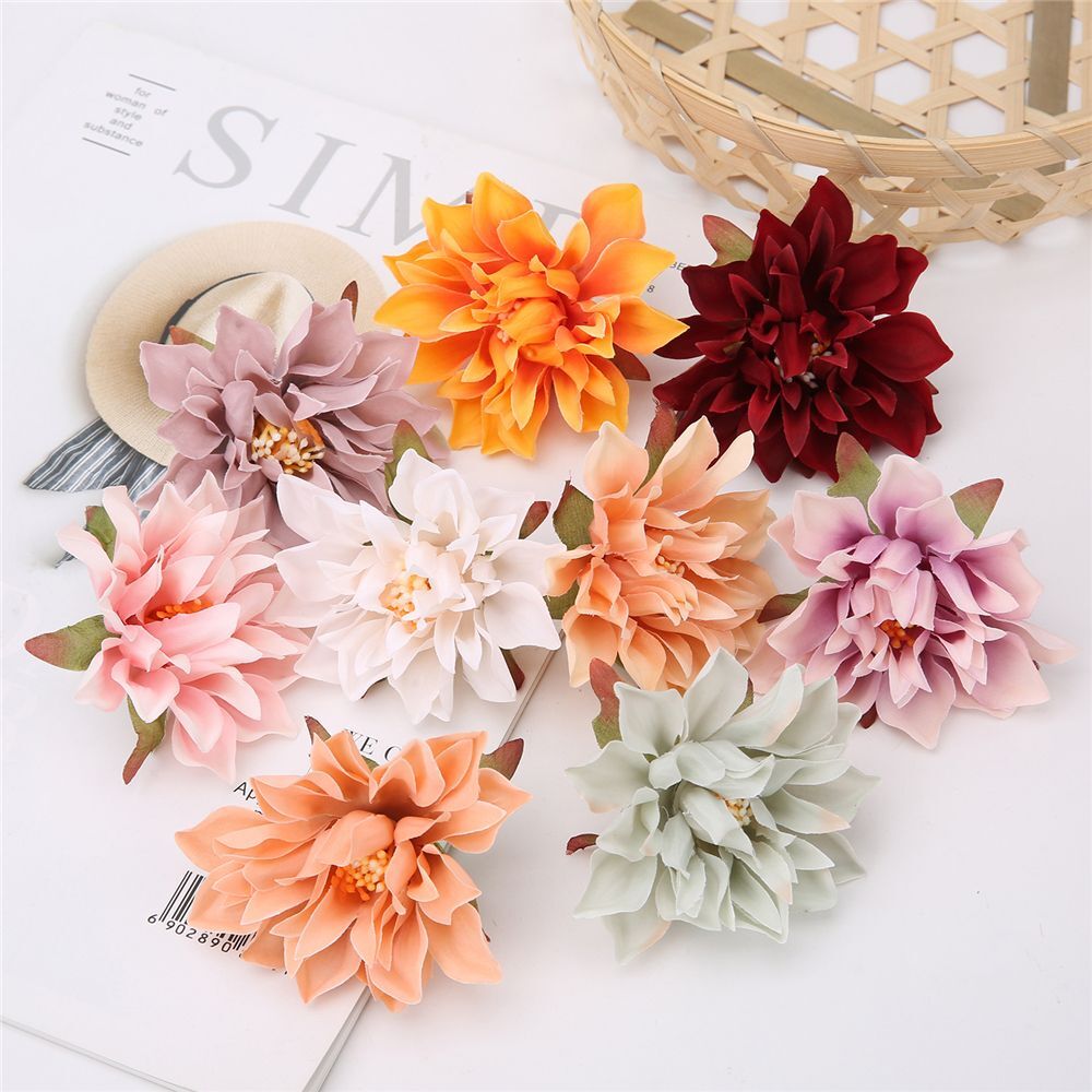 Dahlia Heads Artificial Silk Flowers Wedding Home Decorate Wreath Flower 10-20pc