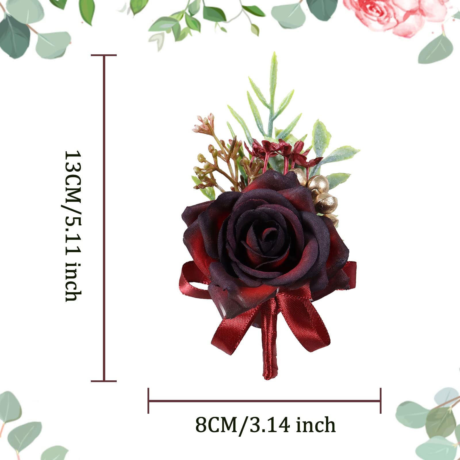 Wrist Corsage and Boutonniere Set, Wine Red Rose Boutonniere Wrist Corsage fo…