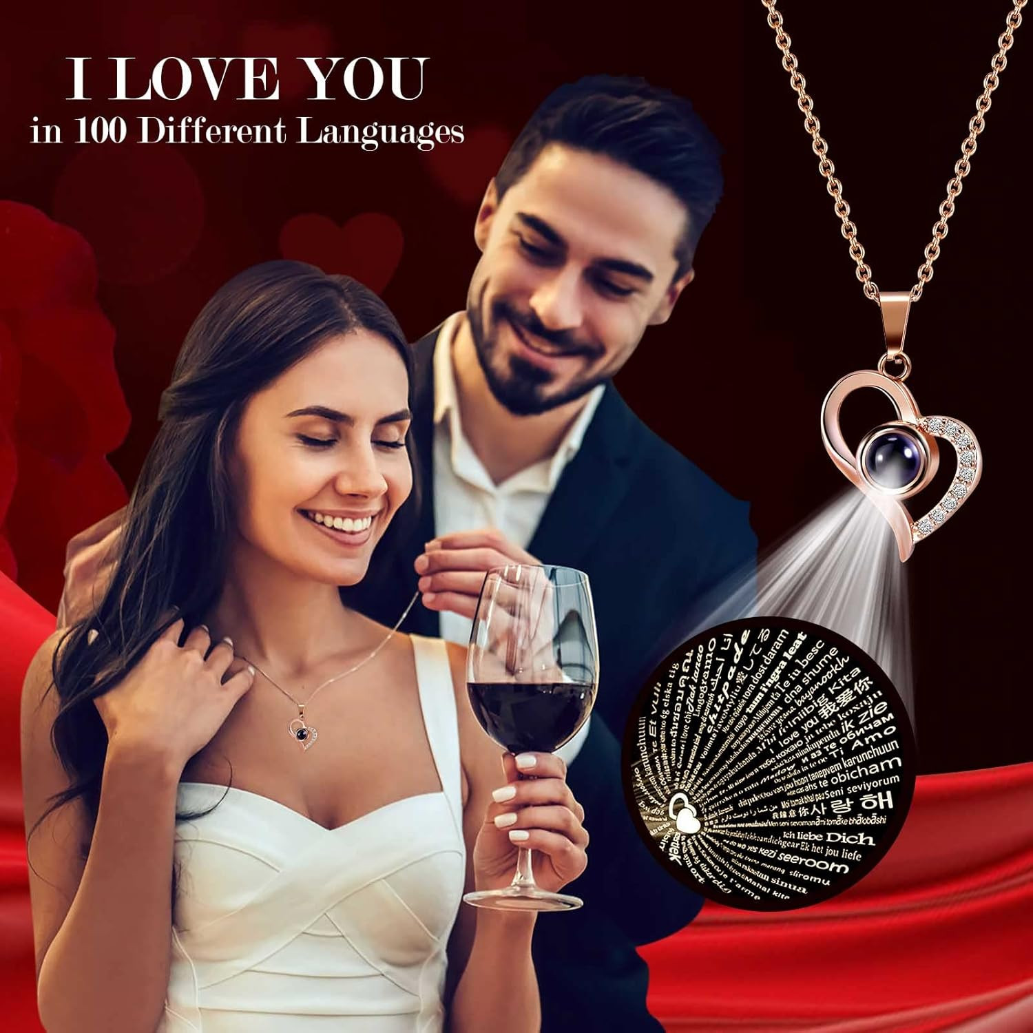 Valentine’S Day Romantic Gifts – Preserved Real Rose with I Love You Necklace in