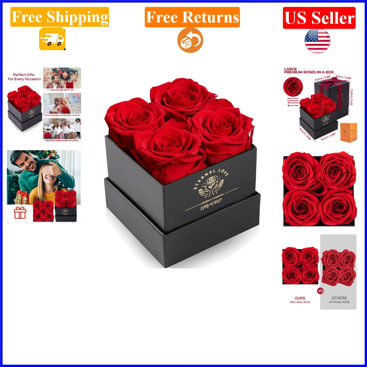Preserved Red Rose in a Box – Forever Gift for Mom, Wife, Girlfriend – 36″