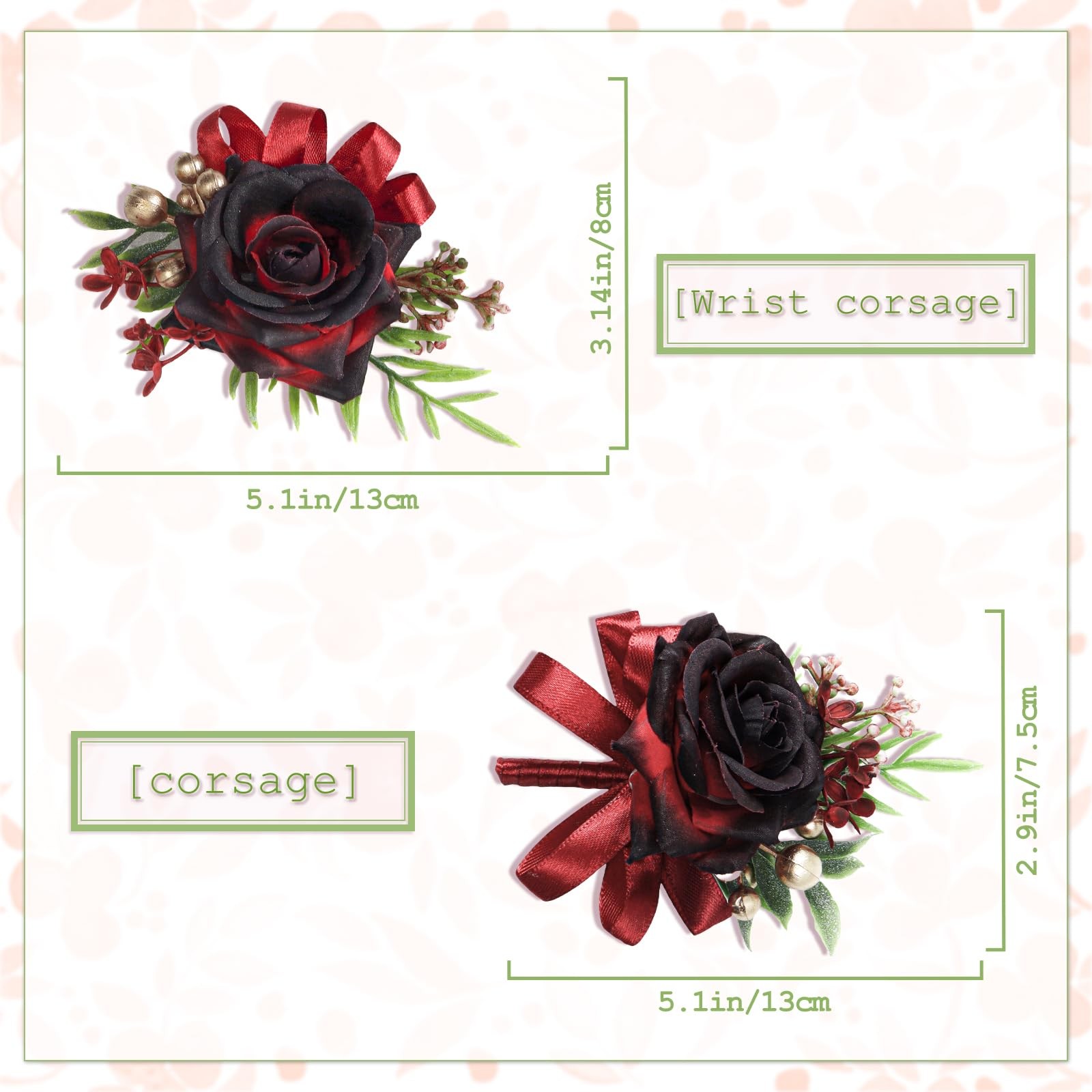 2 Pcs Wine Red Rose Wrist Corsage and Boutonniere Set, Rose Corsage Hand for …