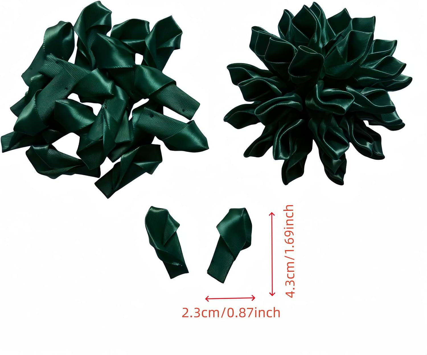 300 Counts Pre-Made Satin Ribbon Rose Petals Dahlia Lotus Flower Petals, Semi-Fi