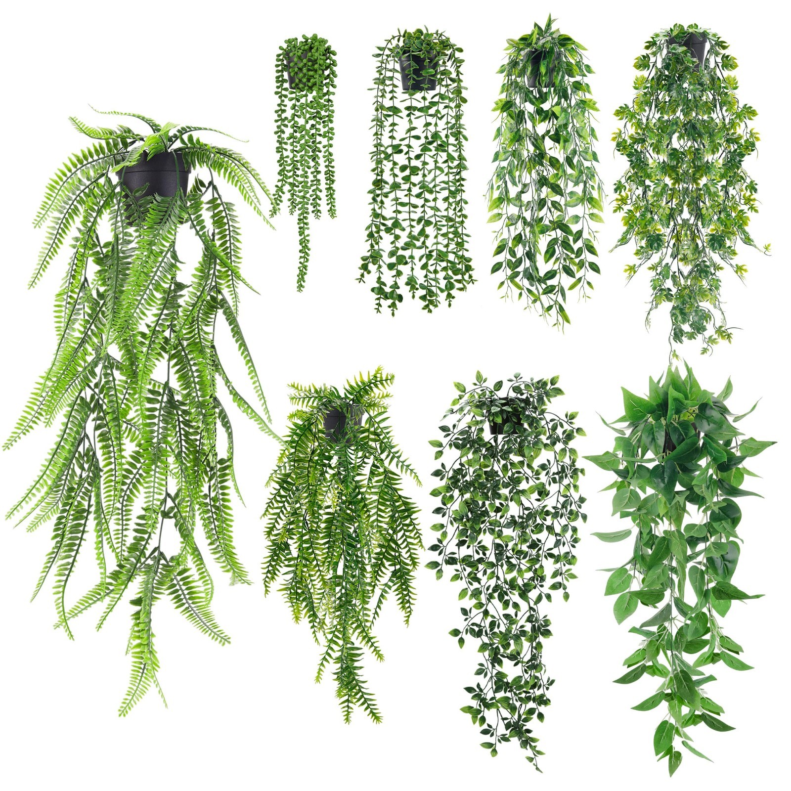 8Pcs Artificial Ivy Vine & Eucalyptus Hanging Plants – Faux Greenery for Home De