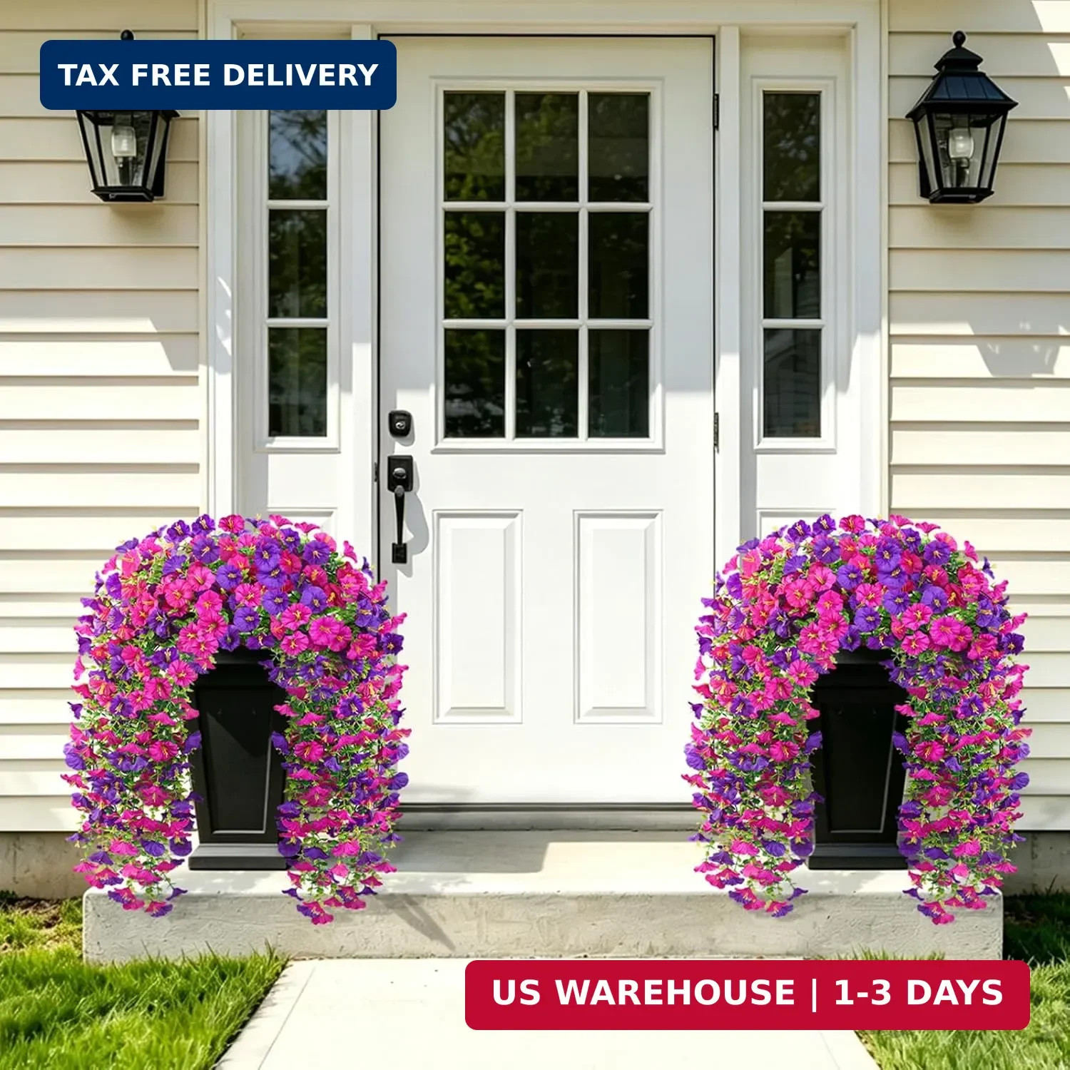 Artificial Flowers for Outdoors, 6-Pack 420 Blooms UV Resistant Hanging Morning