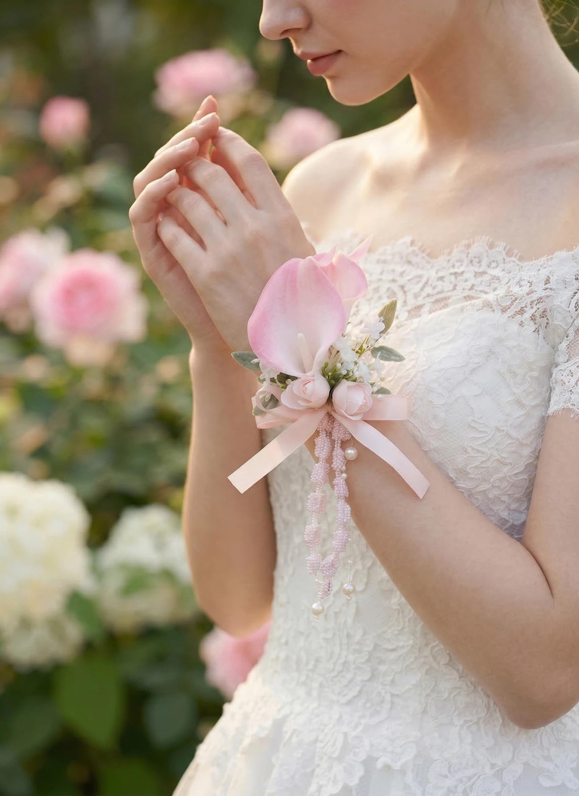 Pink Boutonniere and Corsage Set, Boutonniere Wrist Corsages Kit for Wedding …