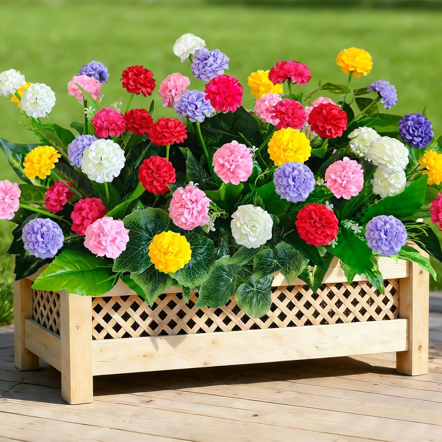 10Pcs UV Resistant Colorful Artificial Mums Flowers for Outdoor & Indoor Decor