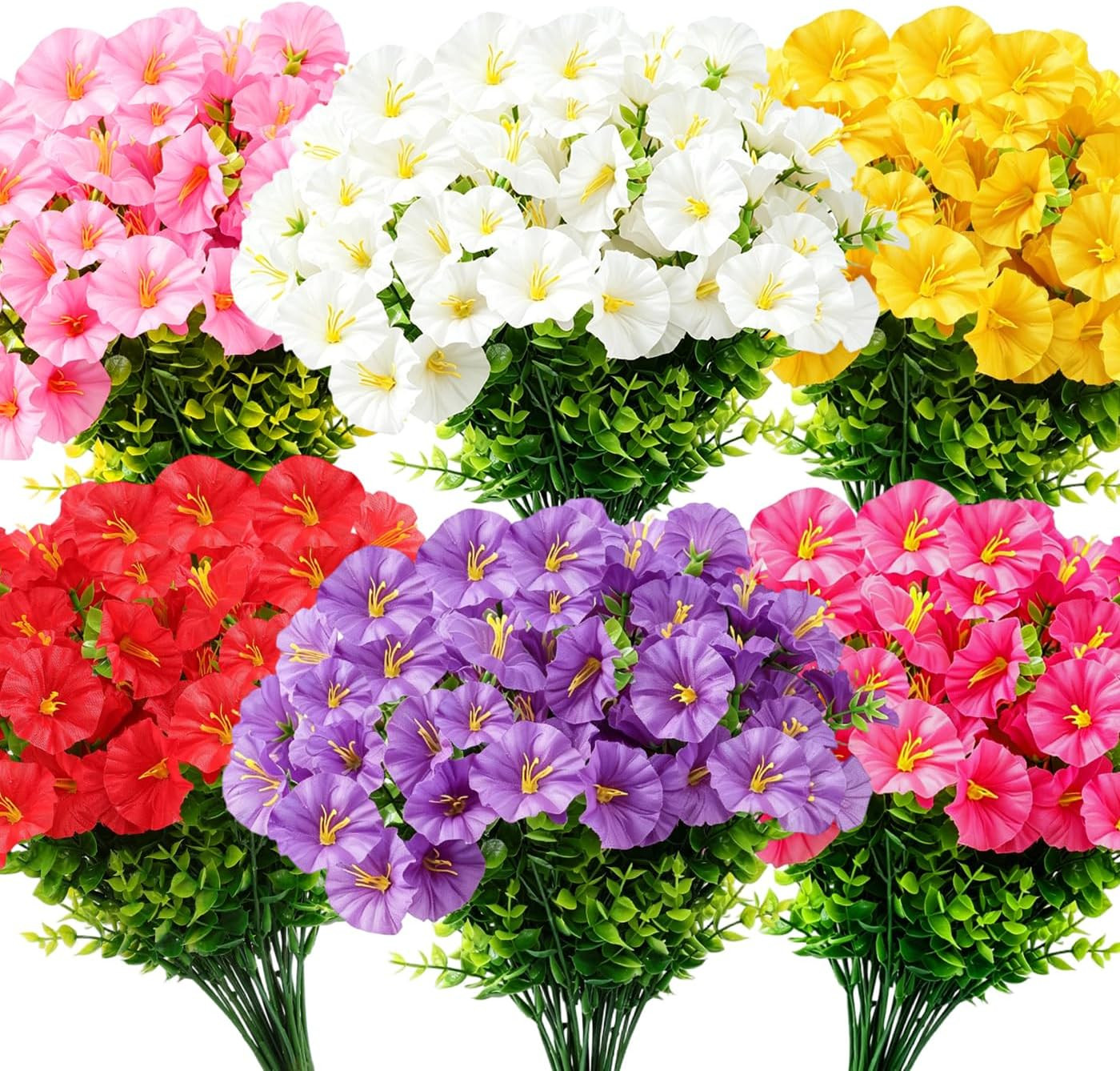 24 Bundles Artificial Flowers for Outdoors UV Resistant, Fake Silk Flowers for O