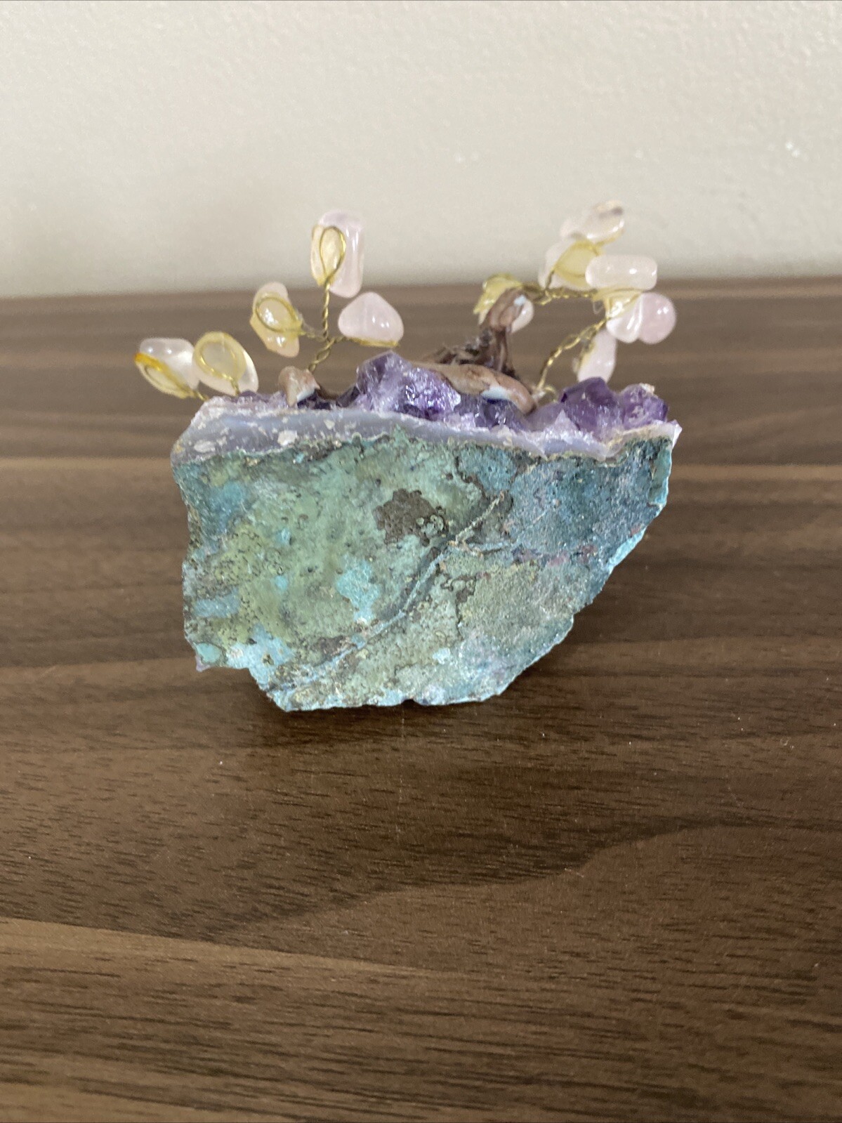 Natural Amethyst Healing Crystal Money Tree on Amethyst Cluster Geode Vintage