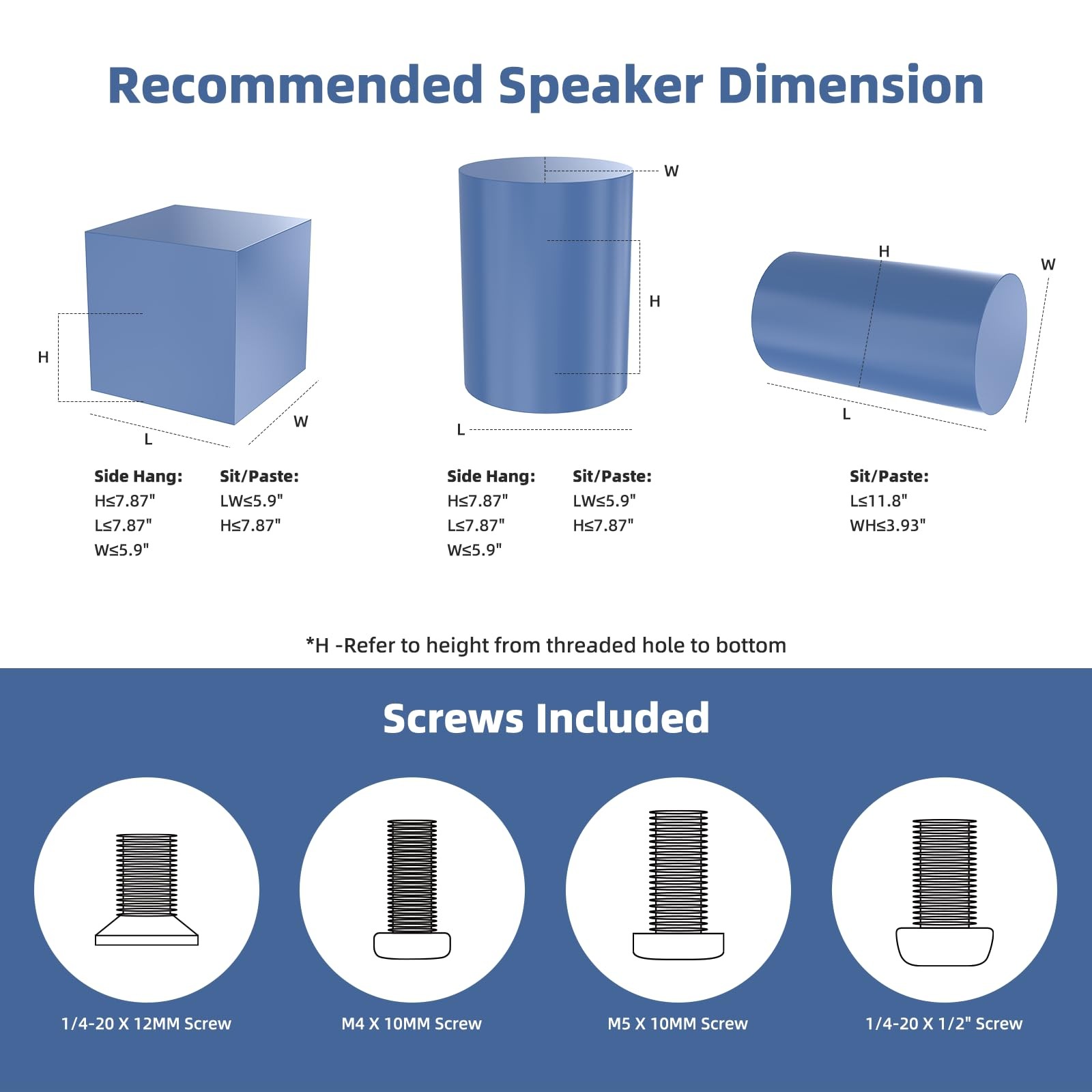 Universal Speaker Stands Pair, Satellite & Bookshelf Matte Black