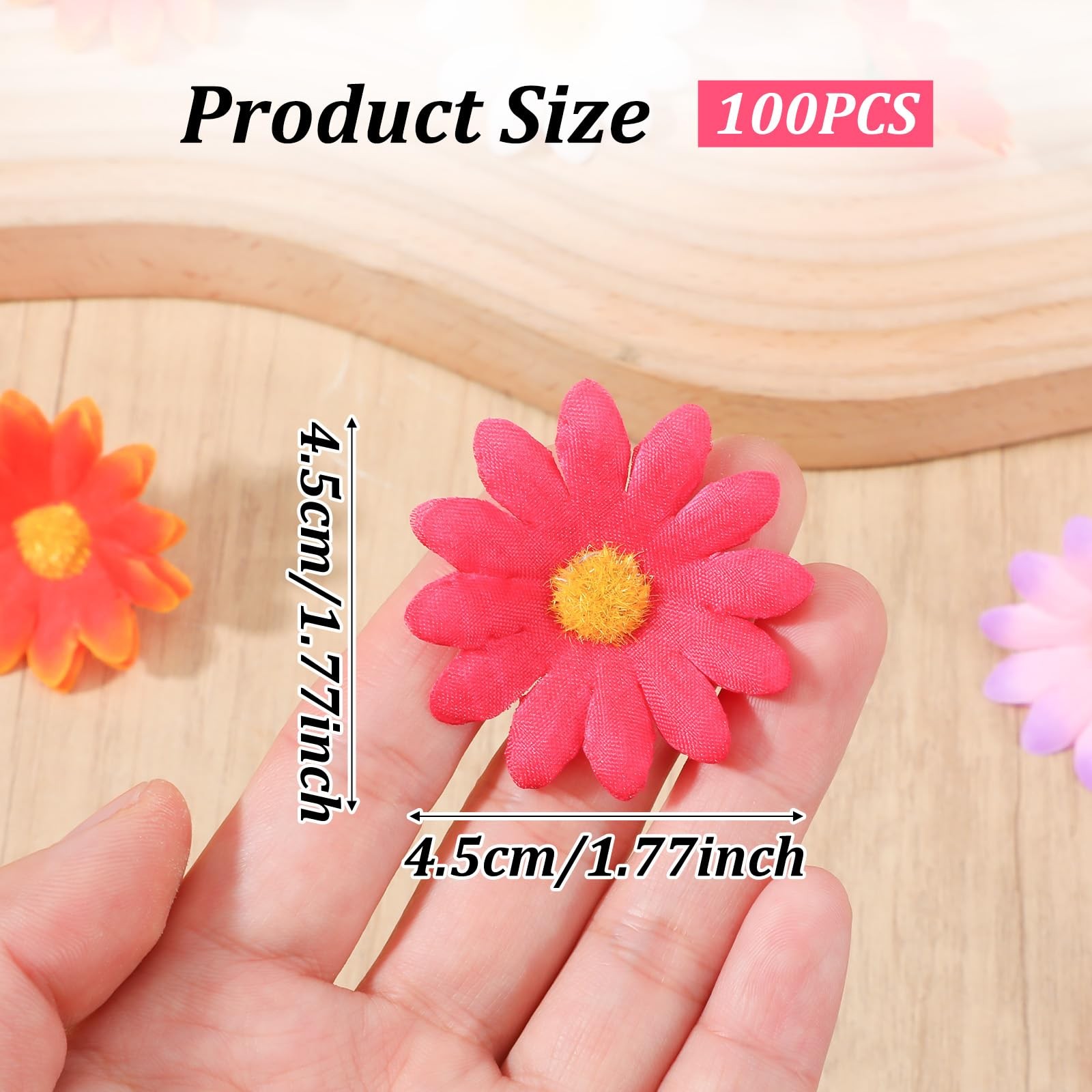 100PCS Fabric Daisy Flower Head, 1.77Inch Multicolor Daisy Artificial Flowers…