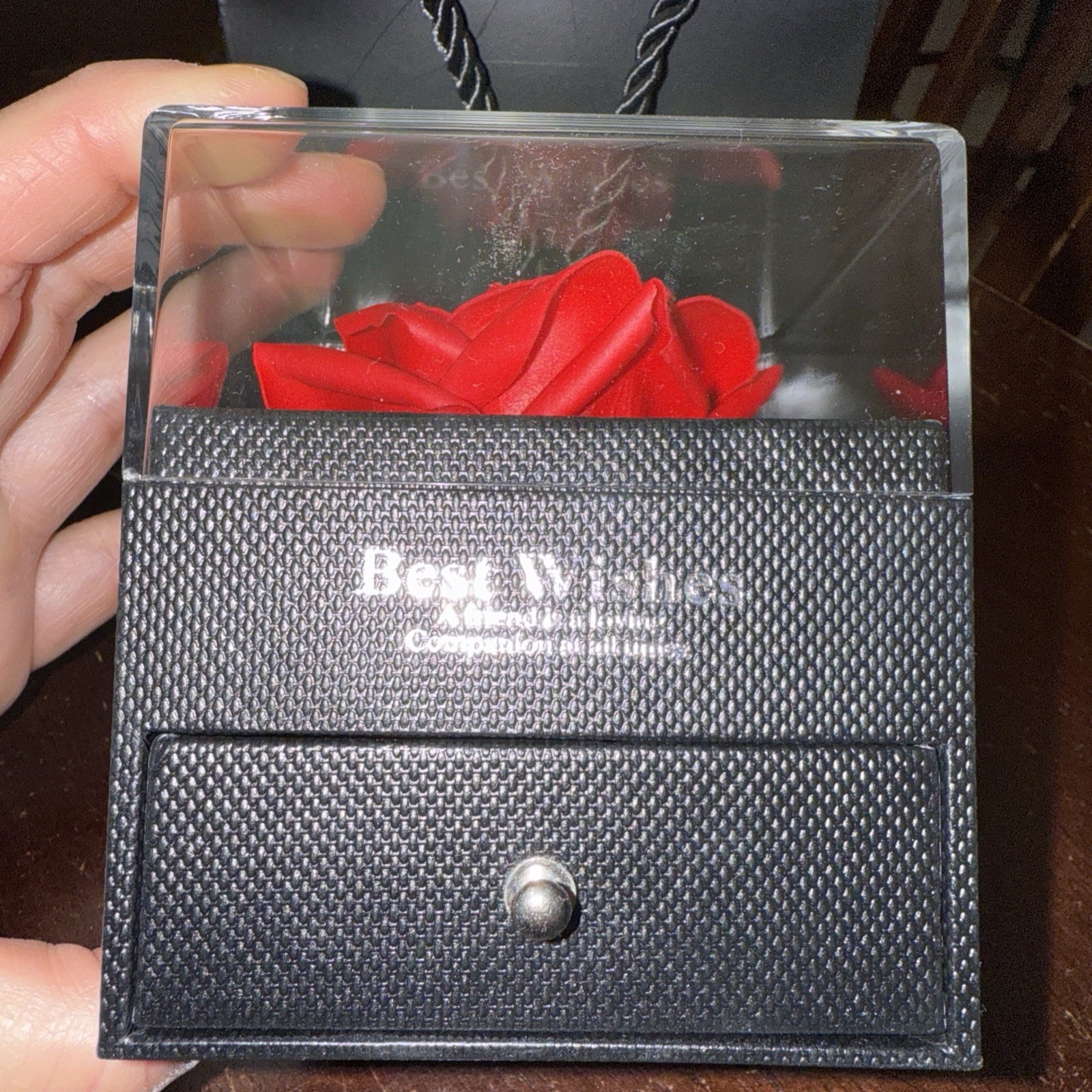 Preserved Rose Flowers In Box ” BEST WISHES A friend Is A Loving Companion…..
