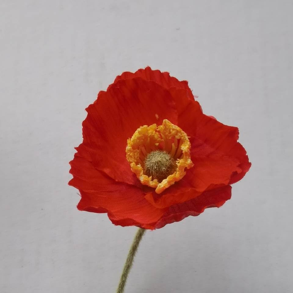 3 Bundles of 22 inches Tall Red Poppy Flowers Artificial,Ranunculus Artificial F