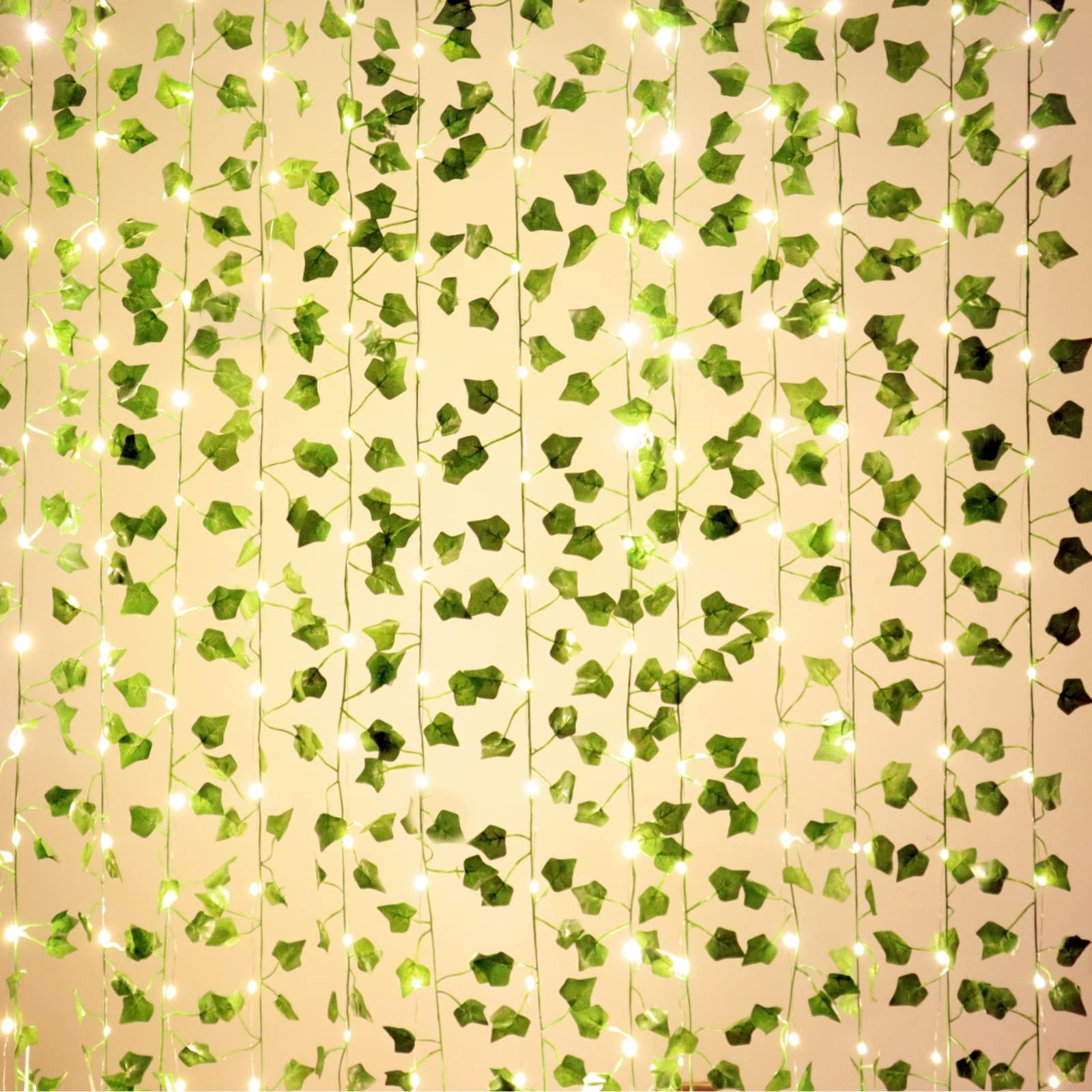 168 FT Artificial Ivy Garlands with 400 LED /132FT String Light Fake Vines fo…