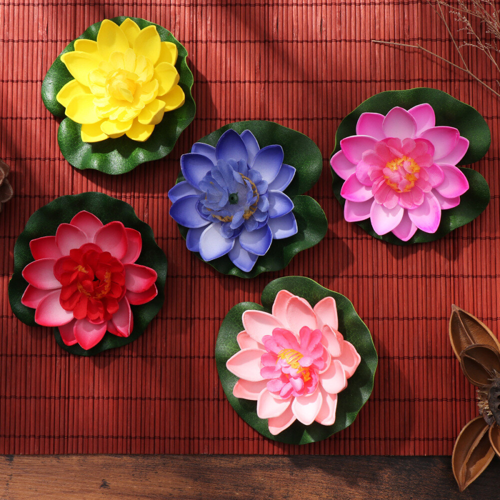 5PC Simulation Plant Artificial Water Lily Pool Float Pond Swimming Pool Decor