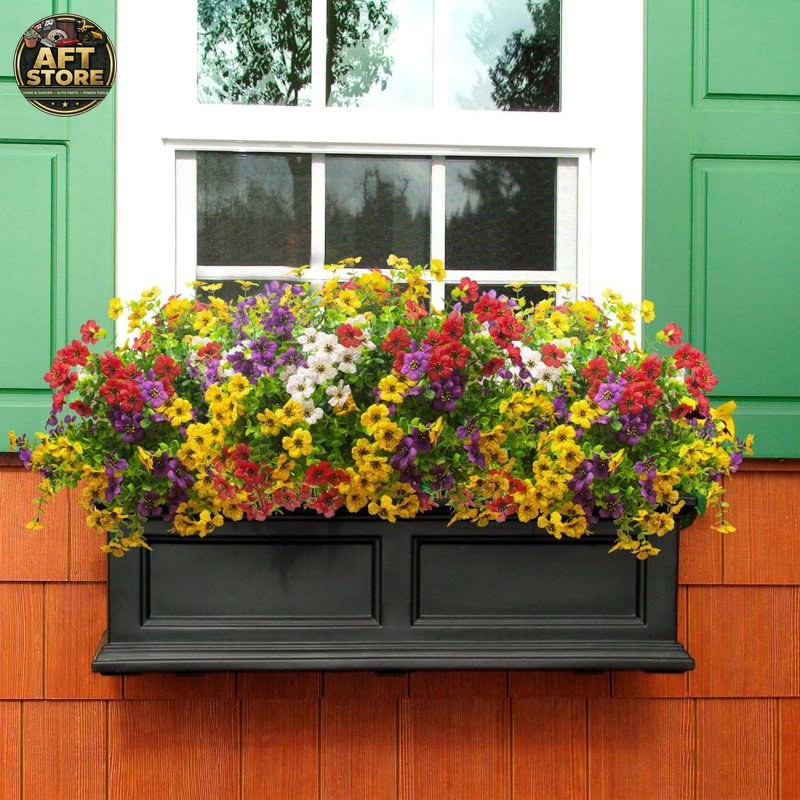Primrue 24 Bundles Artificial Flowers for Outdoor Decoration