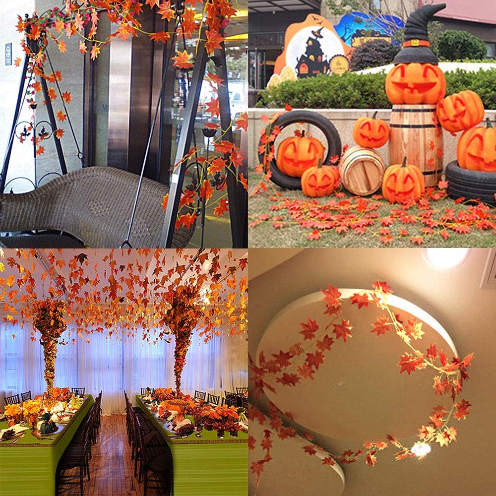 90 Feet 12 Strands Artificial Fall Maple Leaves Garland Autumn Fake Leaf Vine…