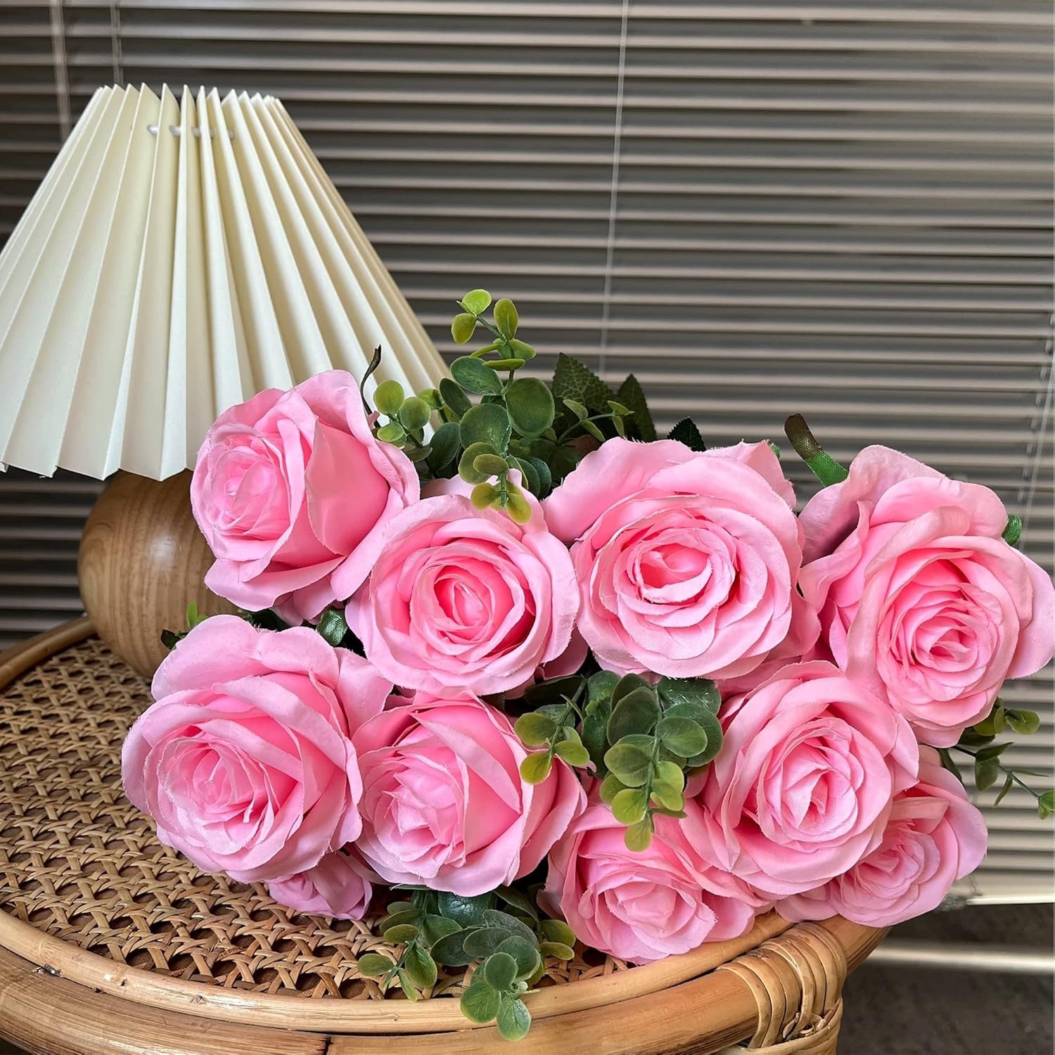Versatile 10pcs Lifelike Pink Rose Bouquet for Home, Wedding & Party Decorations