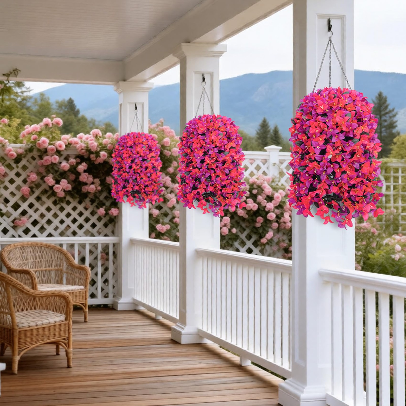 Artificial Hanging Bougainvillea Flowers for Outdoors, 2 PCS Realistic UV Res…