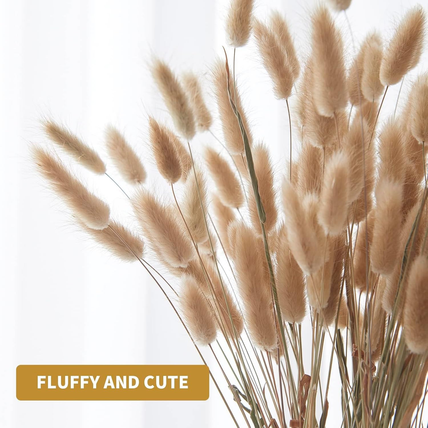 120Pcs 17″ Bunny Tails Dried Flowers Brown Pampas Grass Natural Rabbit Tail Gras