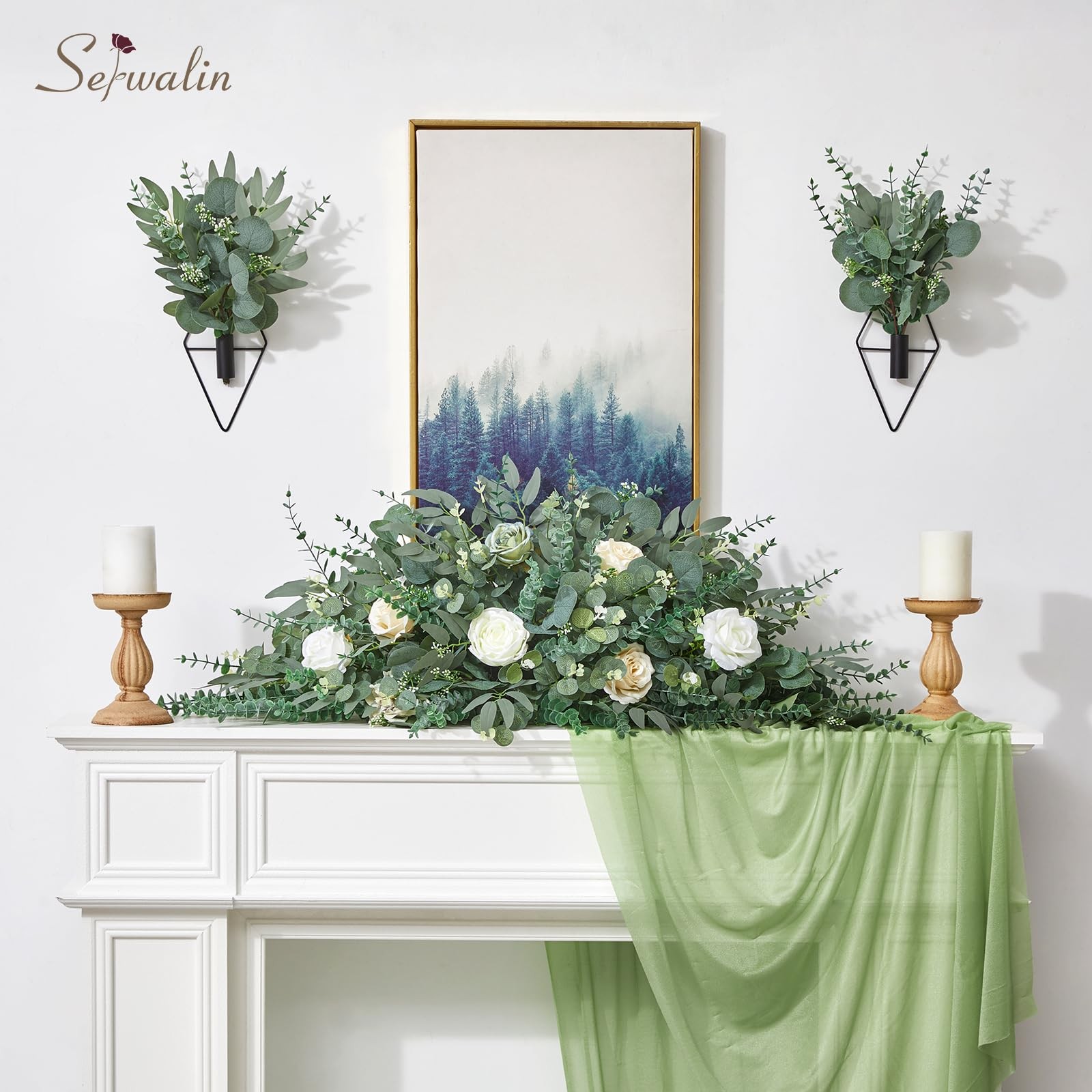 400pcs Artificial Mixed Eucalyptus Stems Leaves Bulk, 4Kinds Fake Greenery Si…