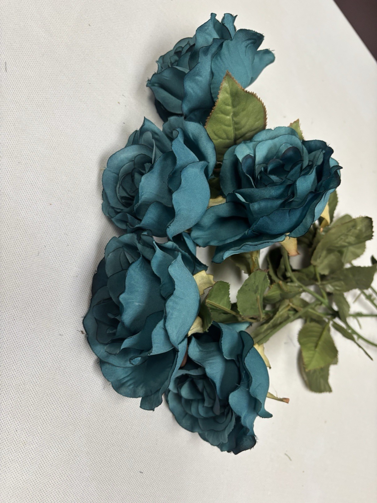 SILK OPEN TEAL ROSE 3.75″ FLOWER 24″ STEM