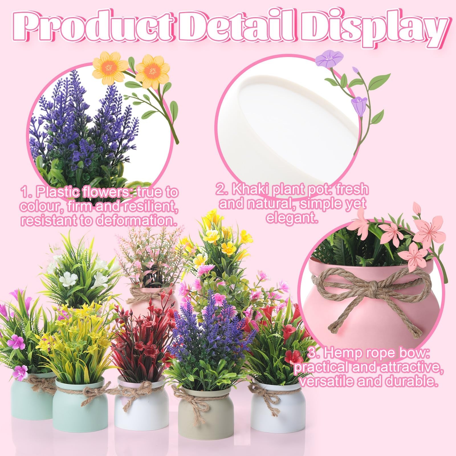 9 Pack Mini Artificial Potted Flowers – Spring Floral Centerpieces for Home & Of