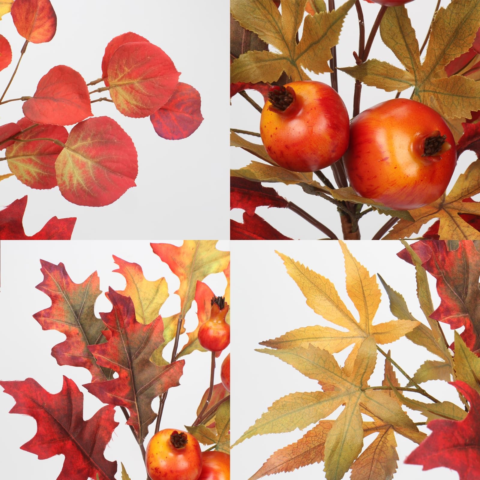 2PCS Fall Mixed Leaves Stems, 19in Autumn Foliage Picks and Spray with Eucaly…