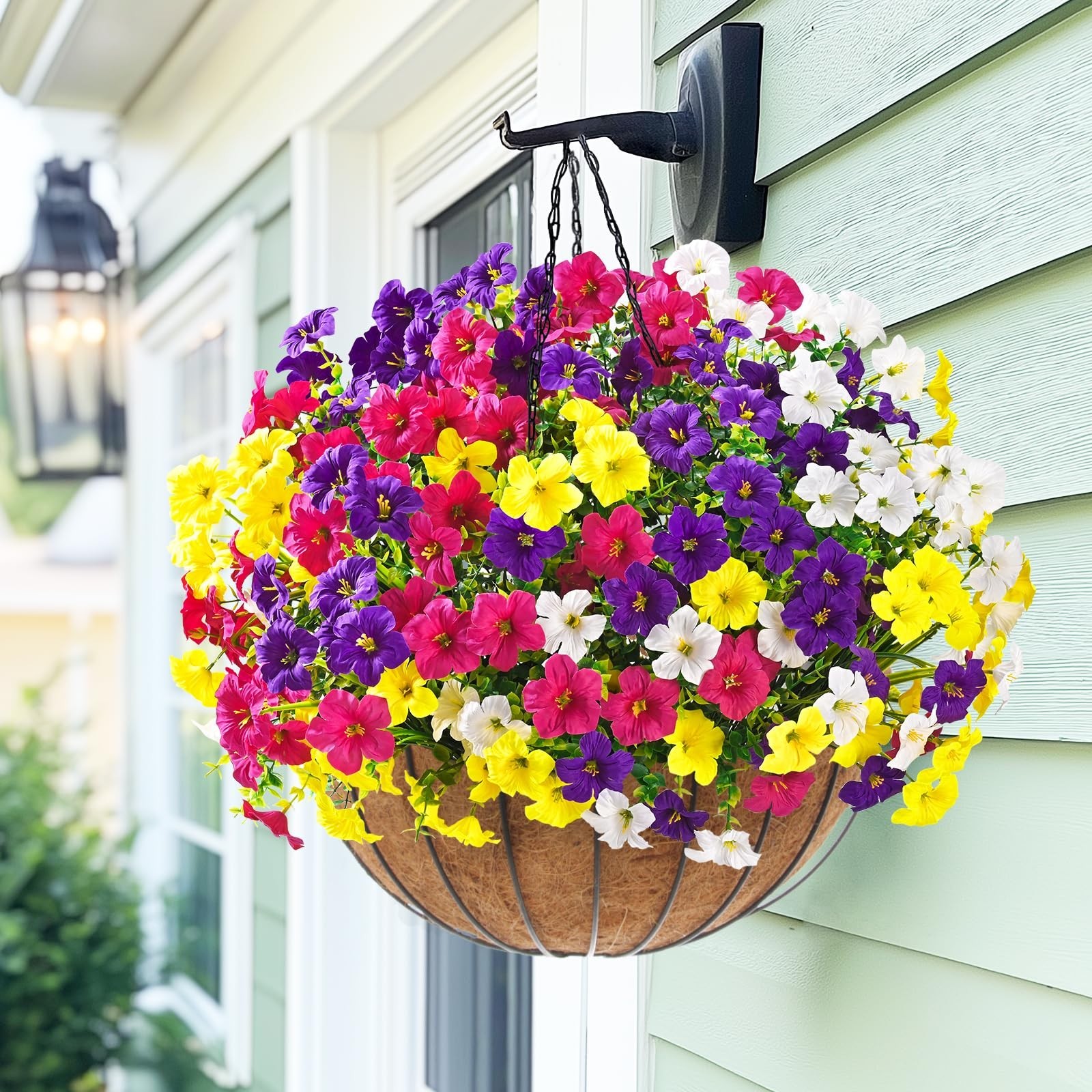 12 Bundles Mixed Color Artificial Petunias – UV Resistant Silk Flowers for Outdo