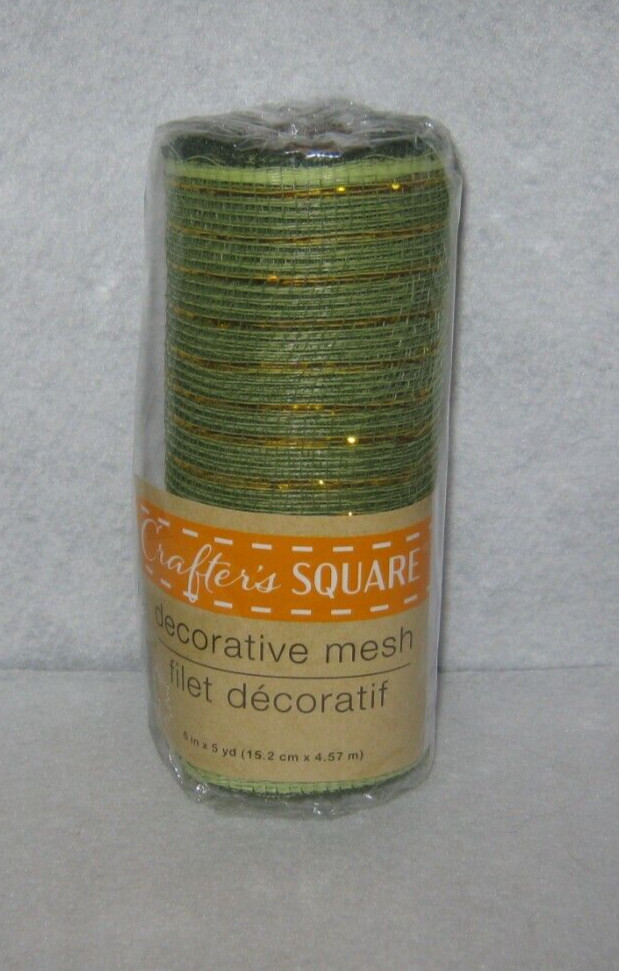 Crafter’s Choice – Decorative Mesh – Green with Gold Accents – New/Sealed –