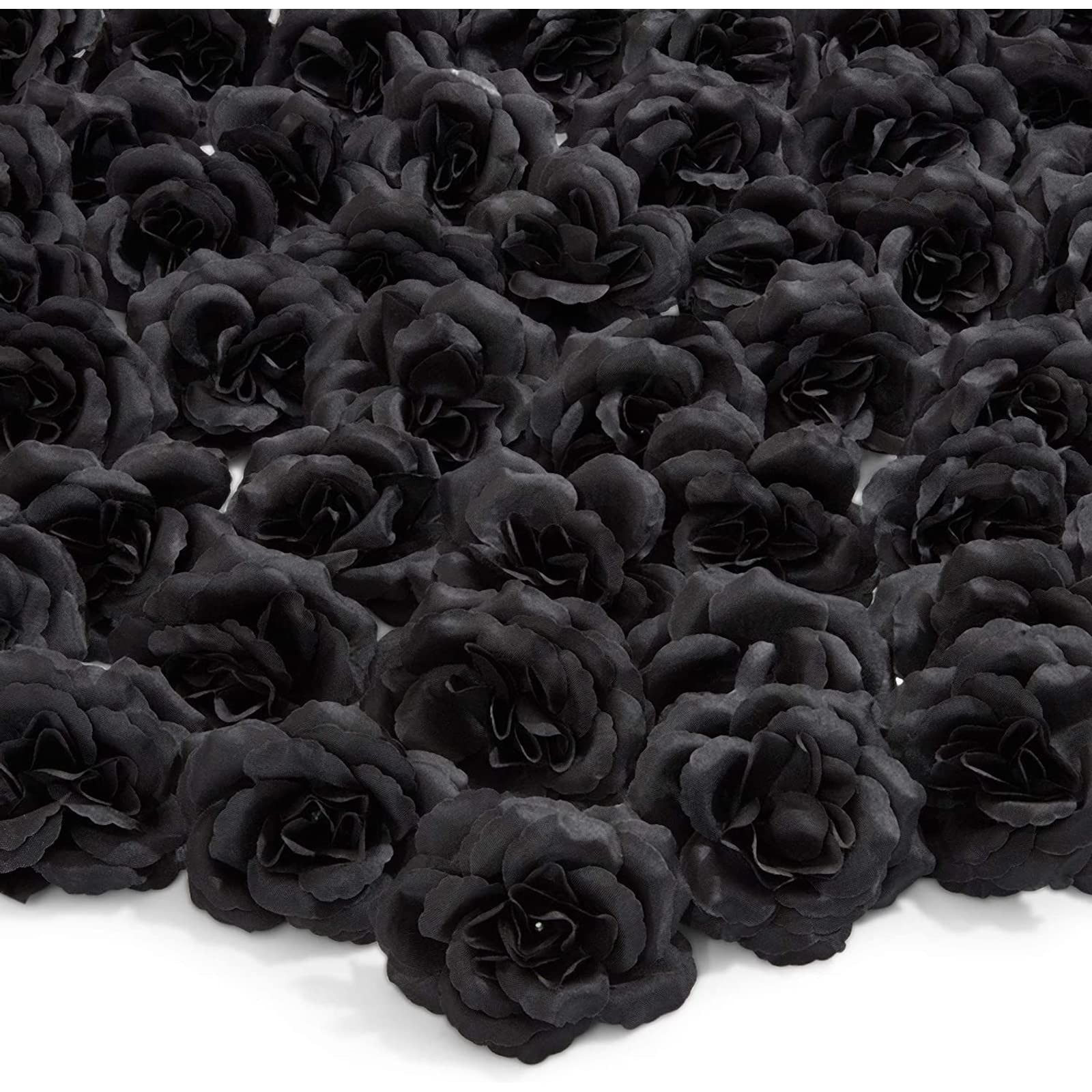Black Artificial Roses Bulk – 3-Inch Stemless Foam Roses 50 Pack for Crafts &…